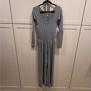 Free People Gray Long Sleeve Jumpsuit
